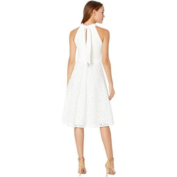 NEW Tahari by ASL Mock Neck Dress with Flare Skirt Ivory Womens Size 10 - Picture 6 of 6